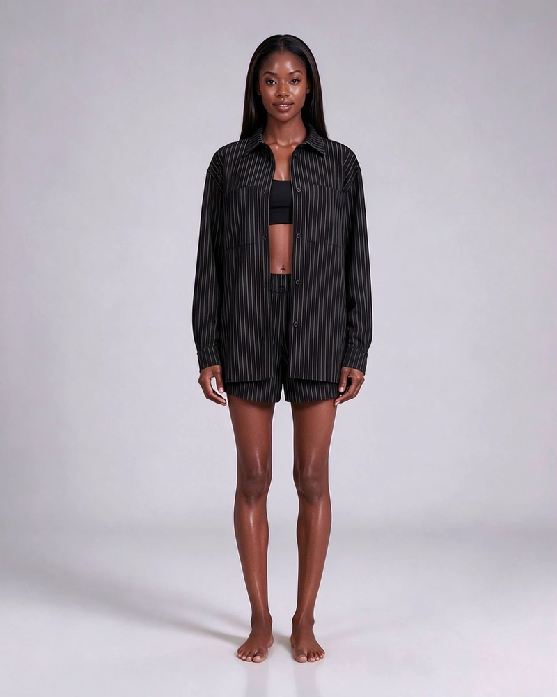 Women's Long-Sleeve Striped Shirt, front view